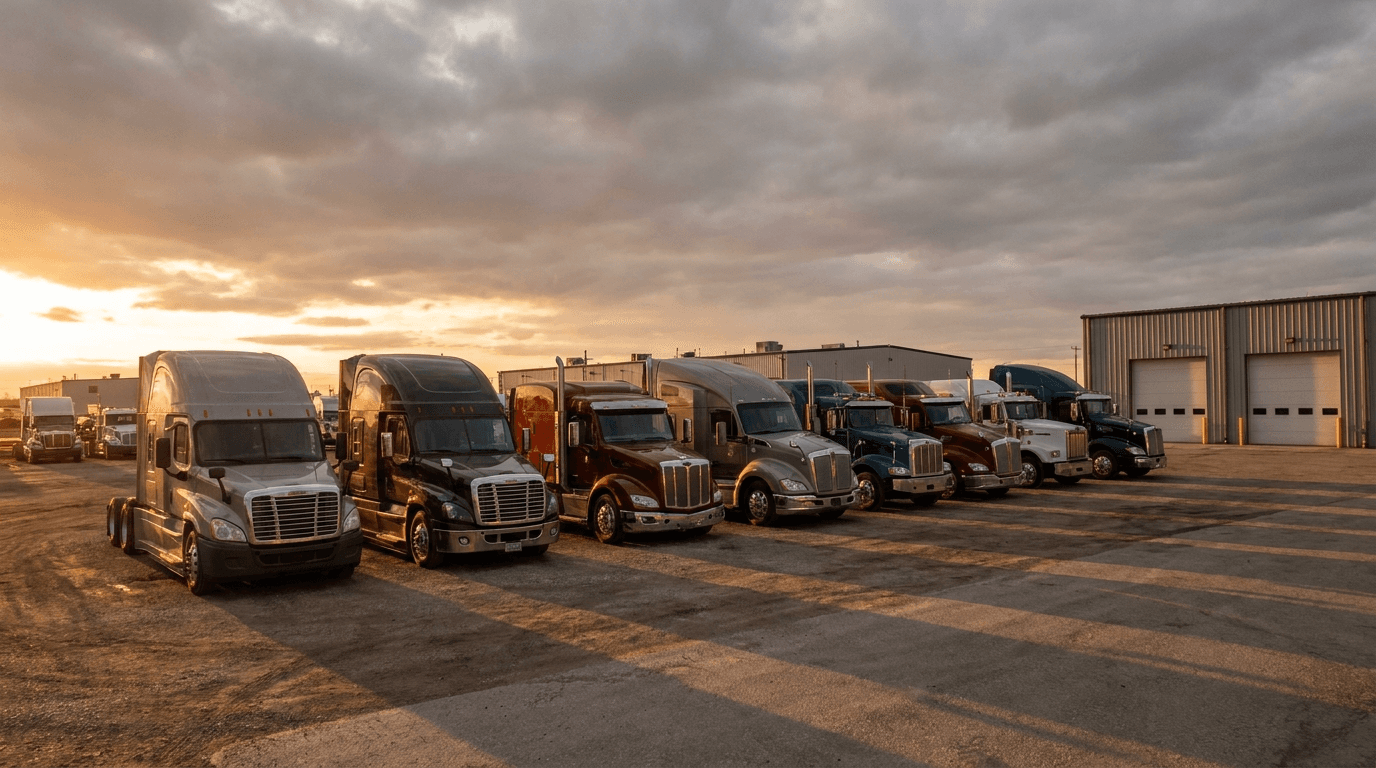 Smart Truck Sales lot at golden hour